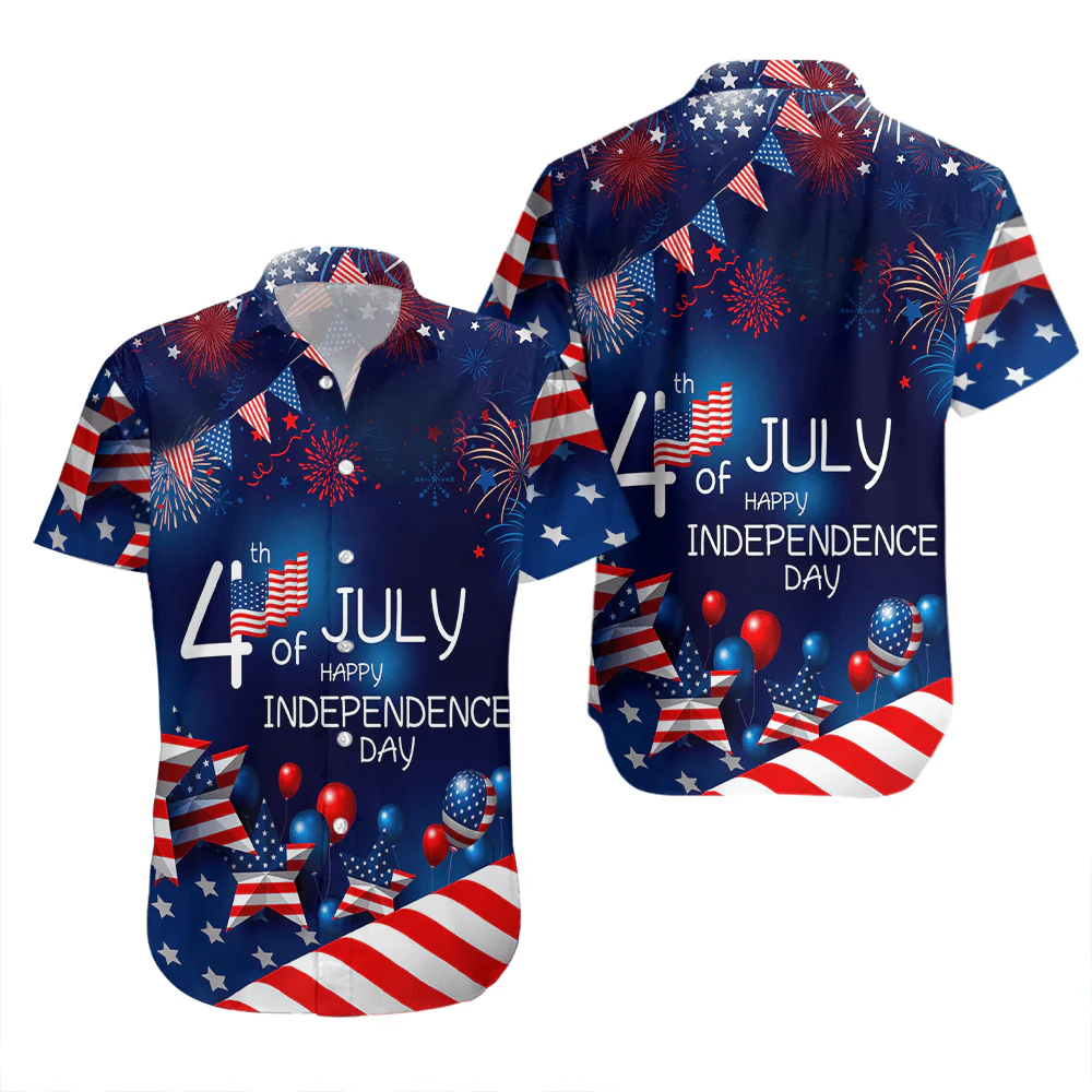 4th July US Independence Day Aloha Hawaiian Shirts For Men Women, American Flag Firework Hawaiian Shirt, Gift For Summer, Friend, Patriot, Family - Image 2