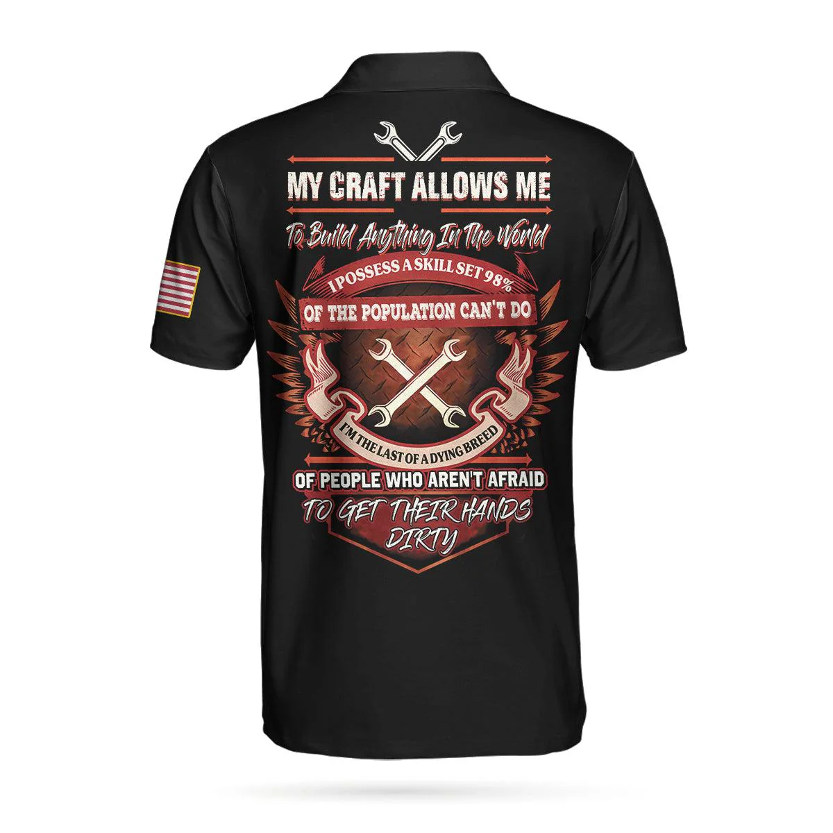 Aircraft Mechanic Customized Name Men Polo Shirt, Personalized Skull American Flag Mechanic Polo Shirt For Men - Best Polo shirts Gift For Mechanic, Family, Friends - Image 2