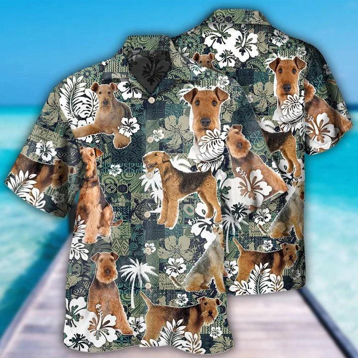 Airedale Terrier Hawaiian Shirt - Tropical Leaves Hawaiian Shirt For Summer - Perfect Gift For Men, Airedale Terrier Lovers, Dog Lovers - Image 5