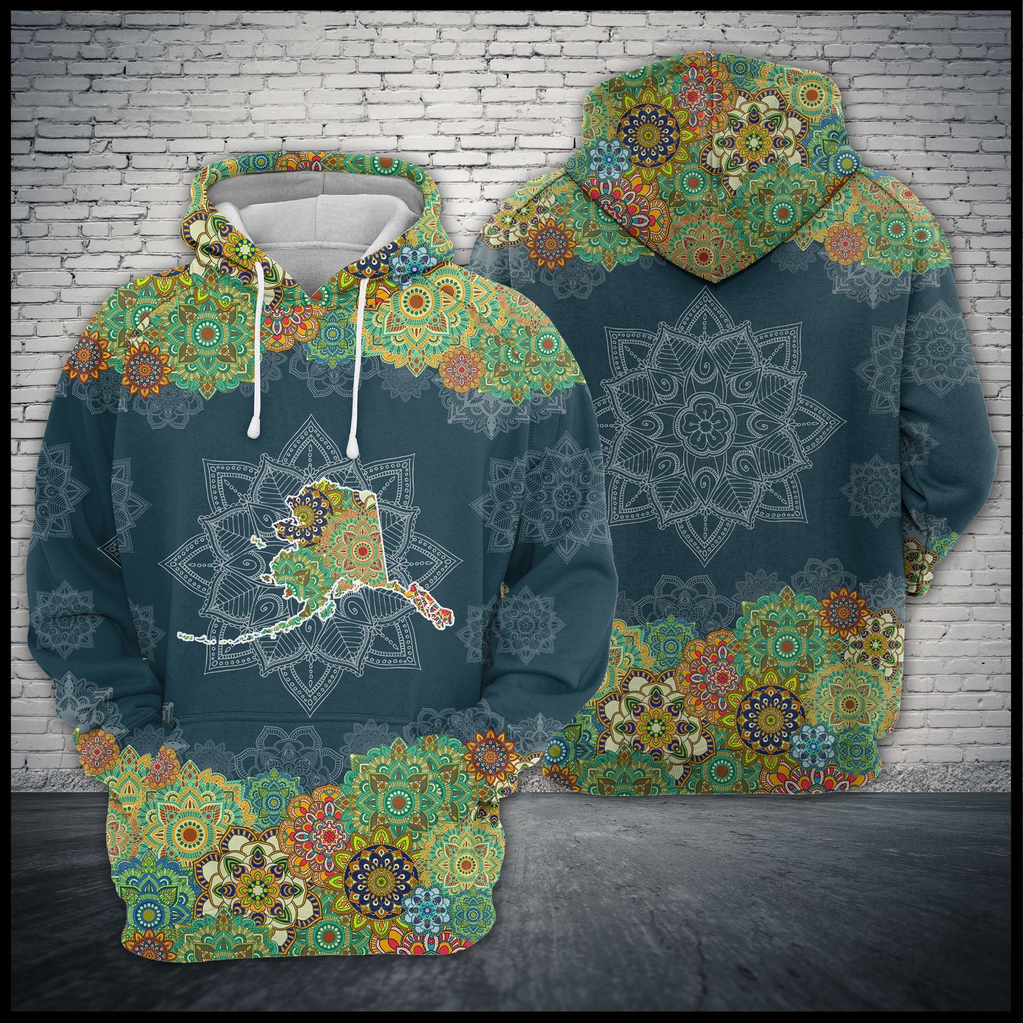 Alaska Floral Mandala Pullover Premium Hoodie, Perfect Outfit For Men And Women On Christmas New Year Autumn Winter - Image 2