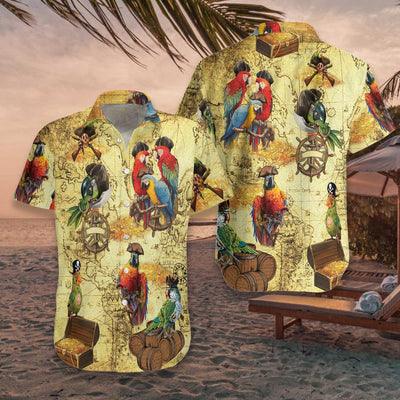 Amazing Pirate Parrots Hawaiian Shirt, Parrots Aloha Shirt For Men - Perfect Gift For Parrot Lovers, Husband, Boyfriend, Friend, Family