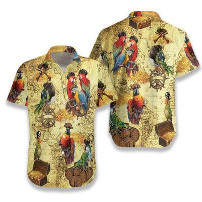 Amazing Pirate Parrots Hawaiian Shirt, Parrots Aloha Shirt For Men - Perfect Gift For Parrot Lovers, Husband, Boyfriend, Friend, Family - Image 2