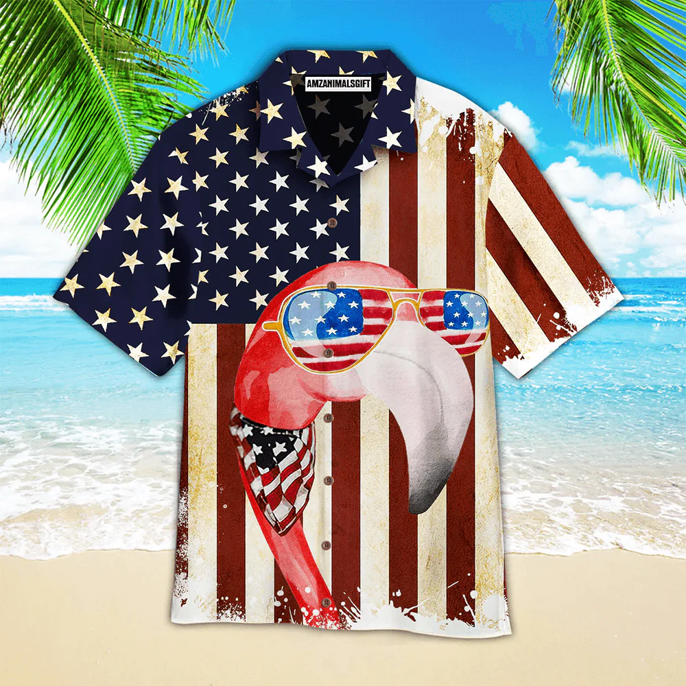American Flag Flamingo Aloha Hawaiian Shirts For Men Women, 4th July Gift For Summer, Friend, Family, Patriot, Independence Day - Image 2