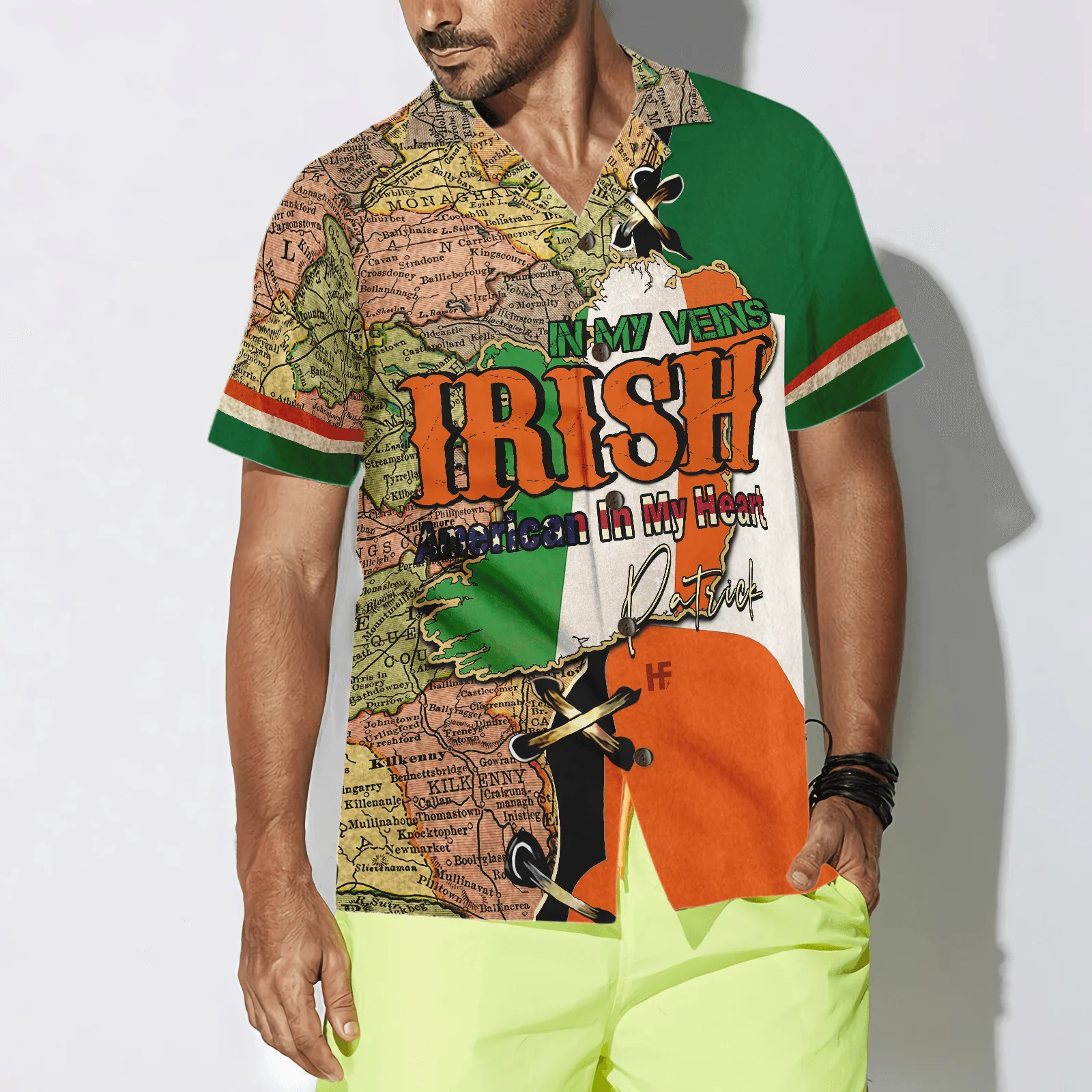 American Map Hawaiian Shirt Custom Name, Irish In My Veins American In My Heart Aloha Shirt, Personalized Colorful Summer Aloha Shirts For Men Women - Image 3
