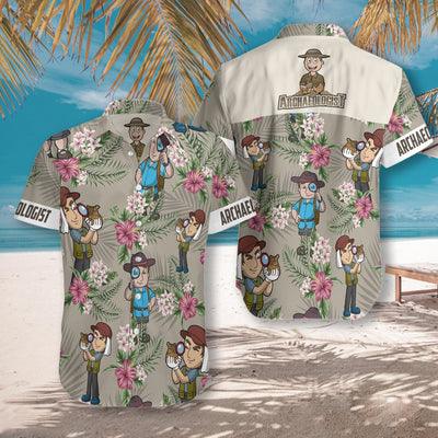 Archaeologist Hawaiian Shirt, Archaeologist Tropical Floral Aloha Shirt For Men - Gift For Archaeologist, Husband, Boyfriend, Family, Friends - Image 4