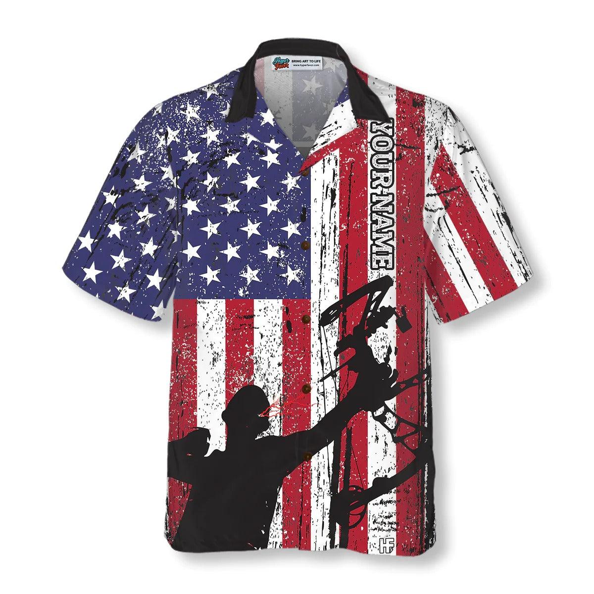 Archery Custom Hawaiian Shirt, Archery America Flag Hawaiian Shirt, Archery Aloha Shirt- Perfect Gift For Men, Women, Archery Lover, Friend, Family - Image 3