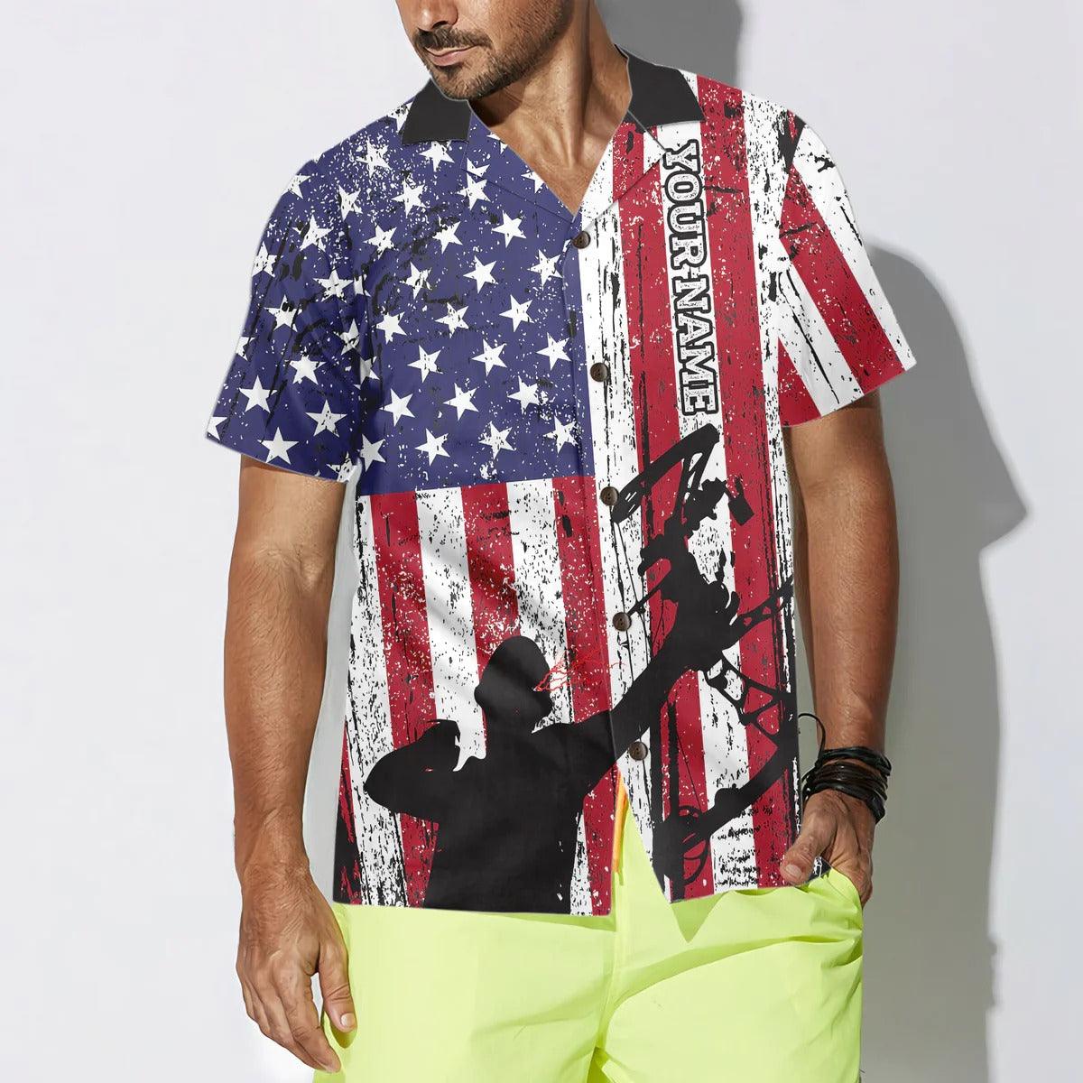 Archery Custom Hawaiian Shirt, Archery America Flag Hawaiian Shirt, Archery Aloha Shirt- Perfect Gift For Men, Women, Archery Lover, Friend, Family - Image 4