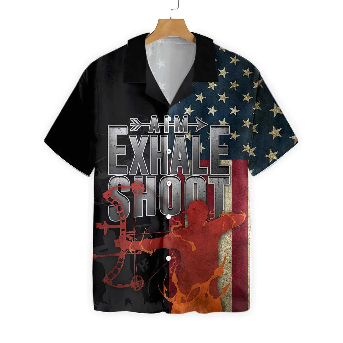 Archery Hawaiian Shirt, Aim Exhale Shoot Archery Hawaiian Shirt, Archery Aloha Shirt- Perfect Gift For Men, Women, Archery Lover, Friend, Family