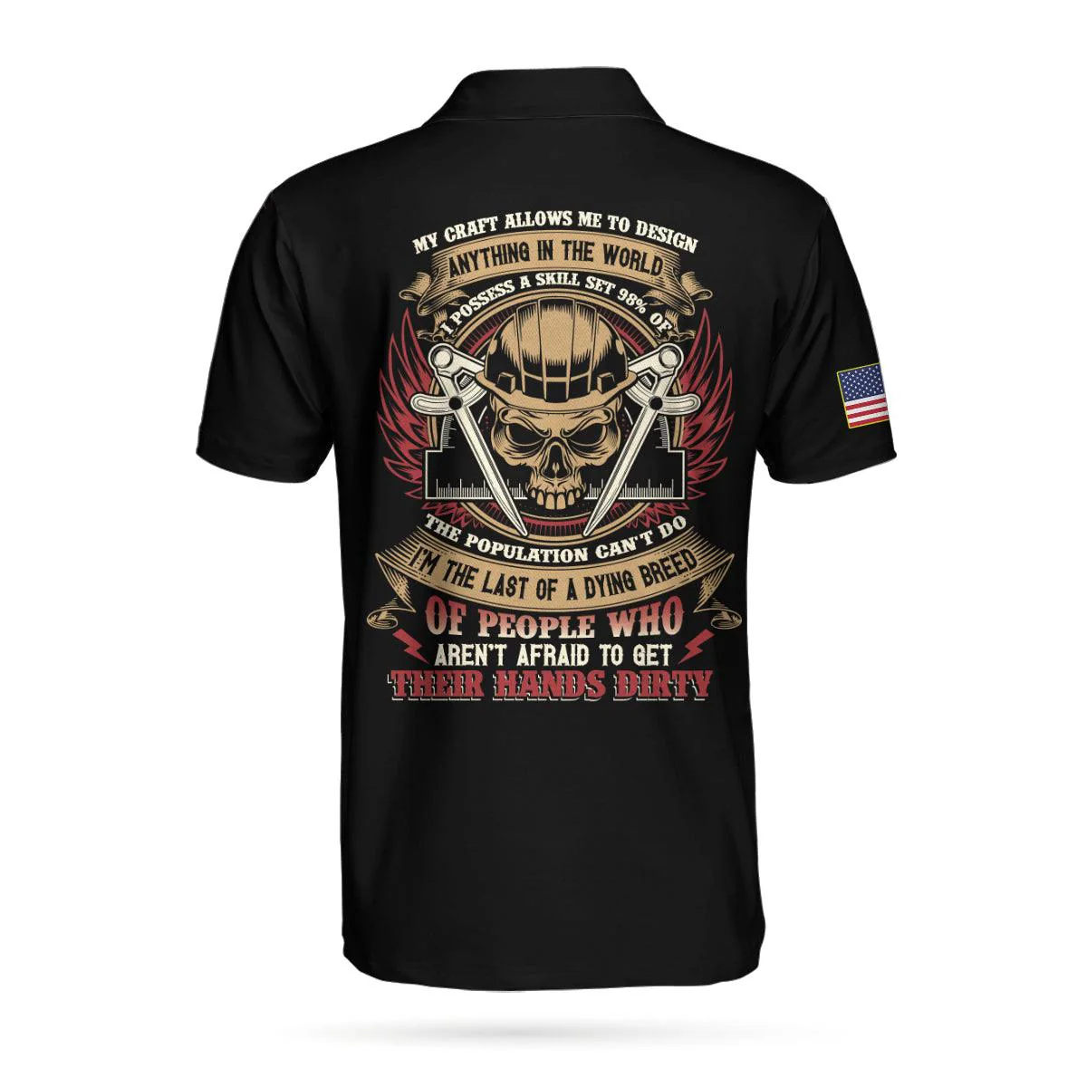 Architect Men Polo Shirt, American Flag Skull, My Craft Allows Me To Design Anything Polo Shirt, Crazy Architect Shirt - Gift For Men, Architect - Image 2