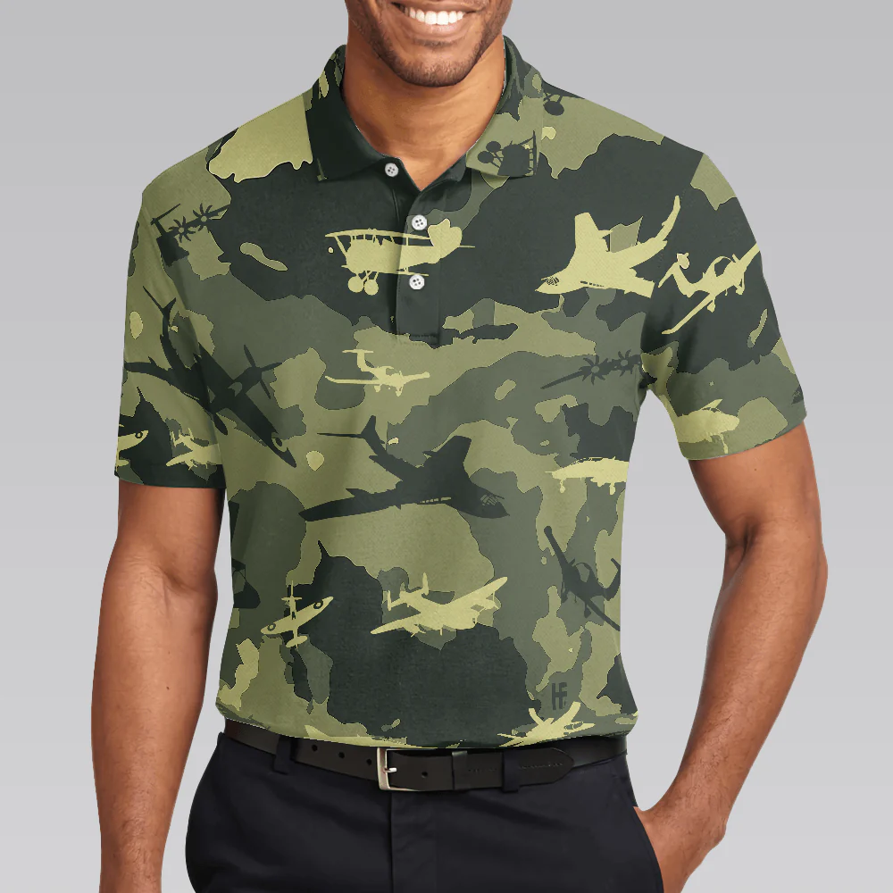 Army Men Polo Shirt, Aircraft Green Camouflage Polo Shirt, Best Camo Shirt For Men - Gift For Army, Family, Friends - Image 5