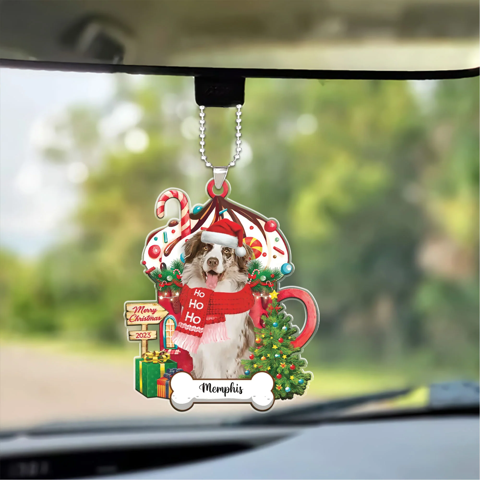 Australian Shepherd Hohoho Christmas 2023 Ornaments Custom Name, Custom Shape Ornament for Christmas, Dog Lovers, Dog Mom - Image 3