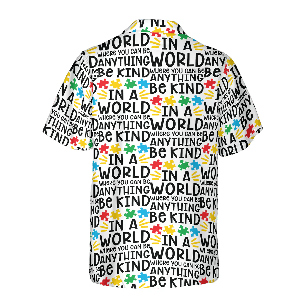 Autism Multicolor Hawaiian Shirt, Be Kind Autism Multicolor Puzzle Hawaiian Shirt - Perfect Gift For Husband, Boyfriend, Friend, Family - Image 2