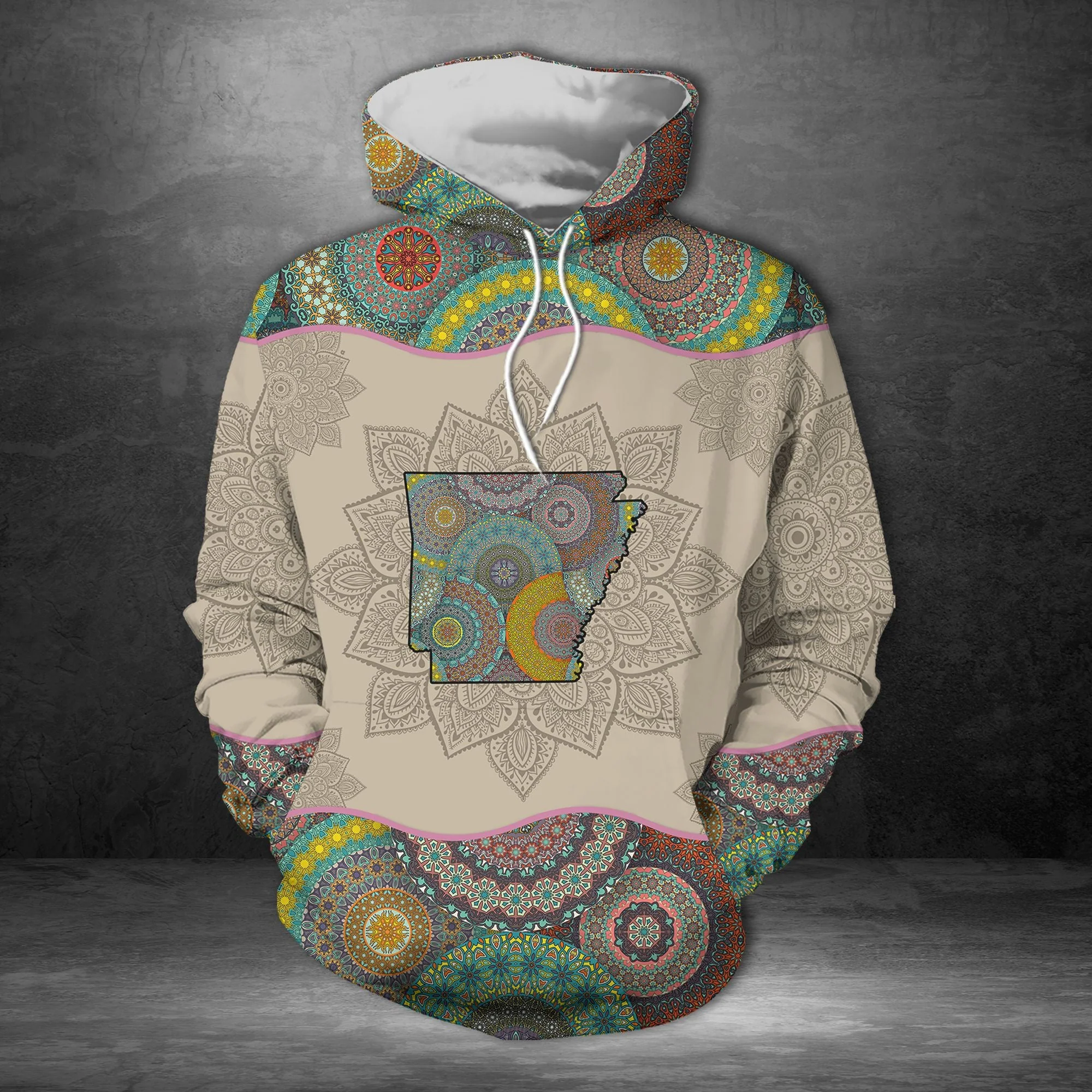 Awesome Arkansas Mandala Pullover Halloween Premium Hoodie, Perfect Outfit For Men And Women On Christmas New Year Autumn Winter - Image 2