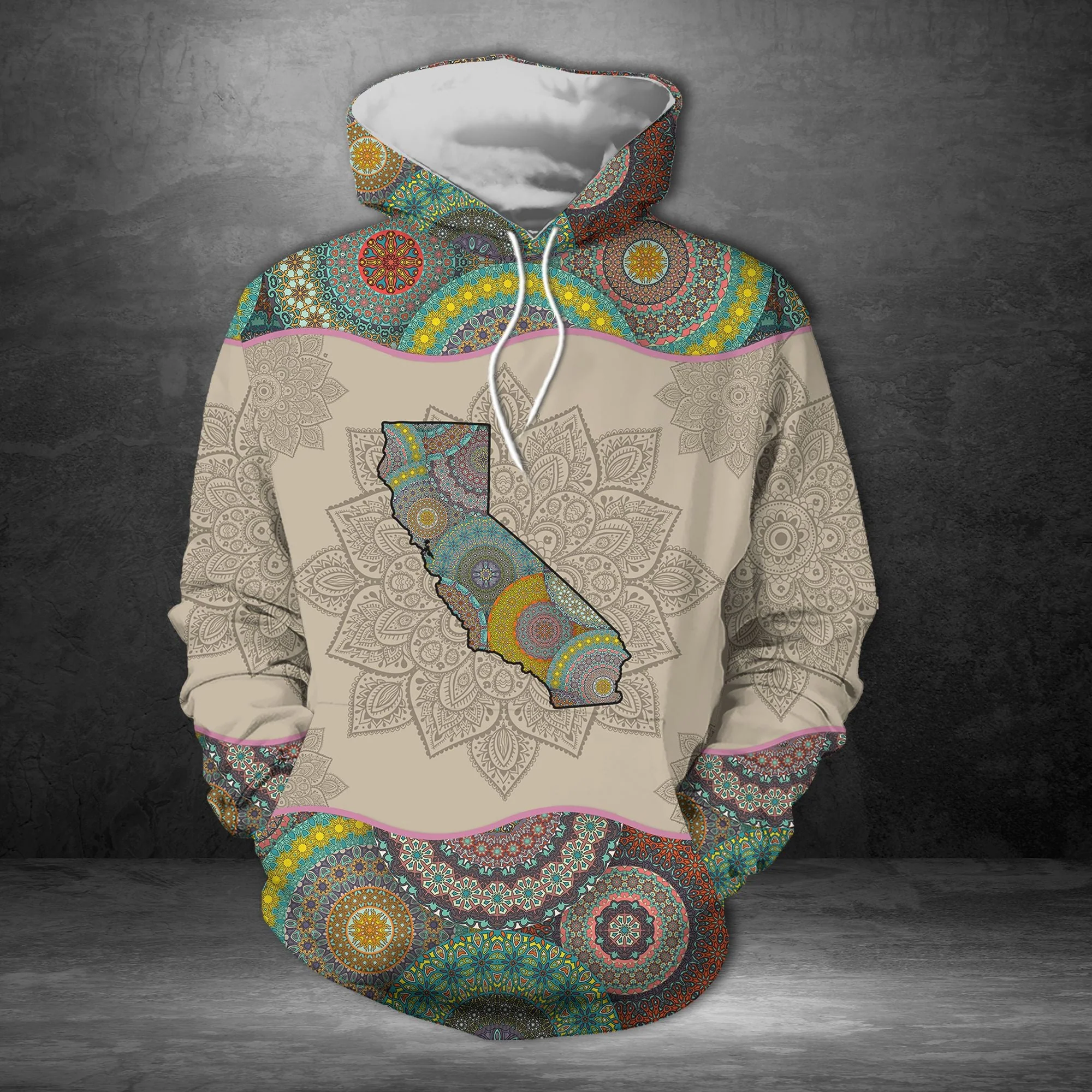 Awesome California Mandala Pullover Premium Hoodie, Perfect Outfit For Men And Women On Christmas New Year Autumn Winter - Image 3