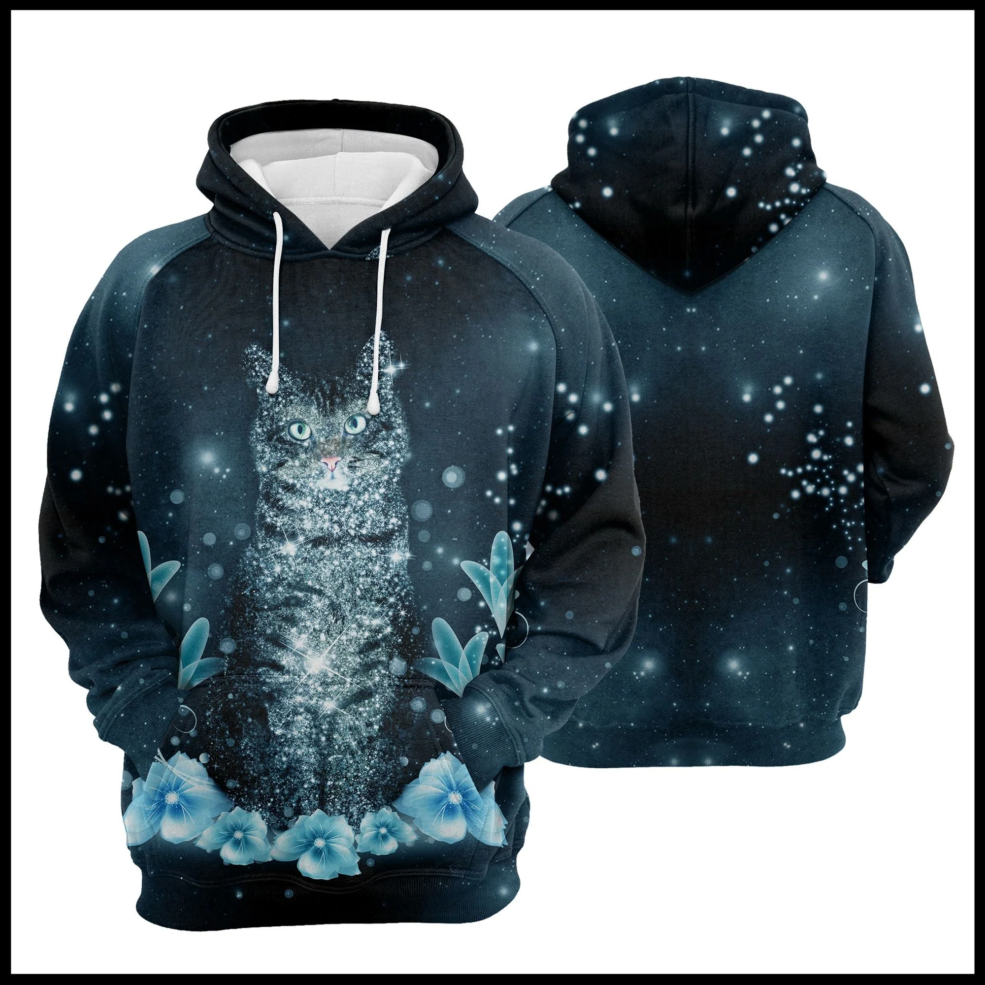 Awesome Cat Flower Bling Pullover Premium Hoodie, Perfect Outfit For Men And Women On Christmas New Year Autumn Winter - Image 3