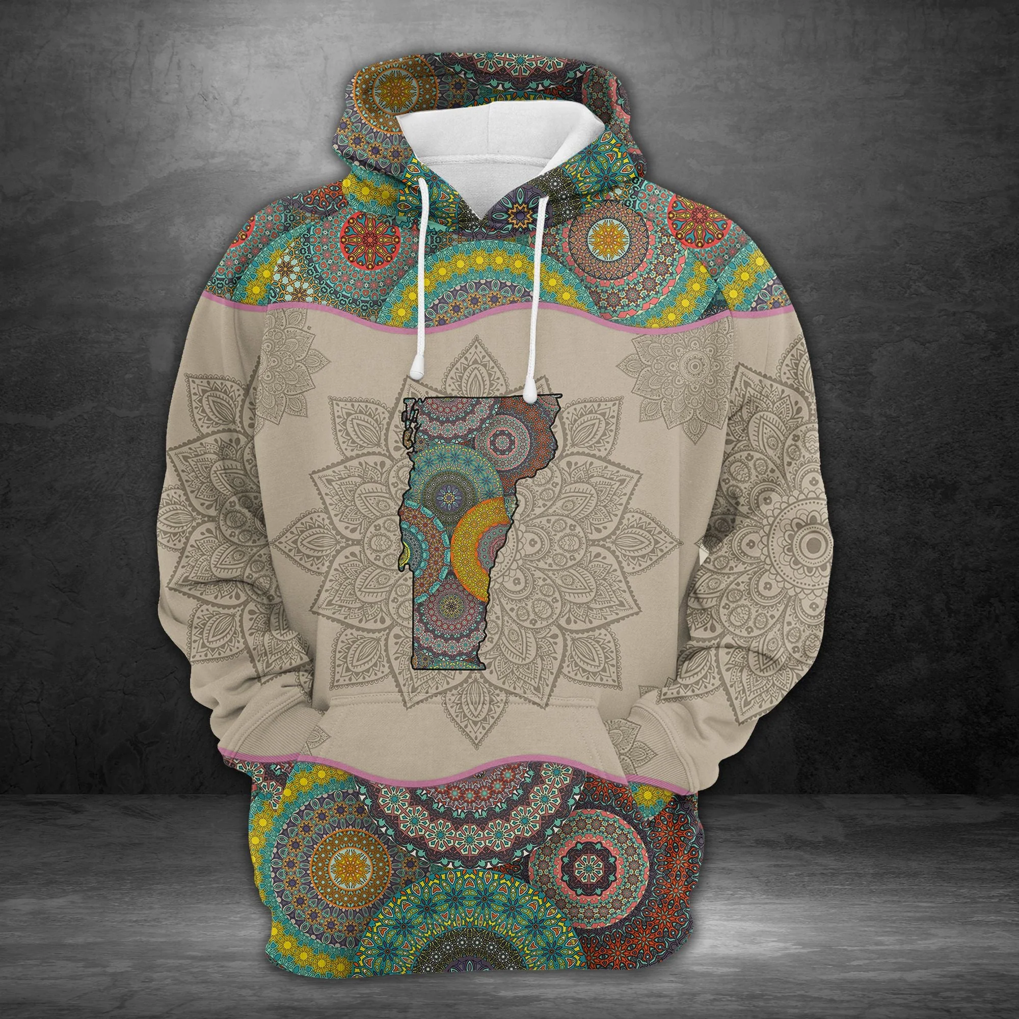 Awesome Vermont Mandala Pullover Premium Hoodie, Perfect Outfit For Men And Women On Christmas New Year Autumn Winter - Image 2