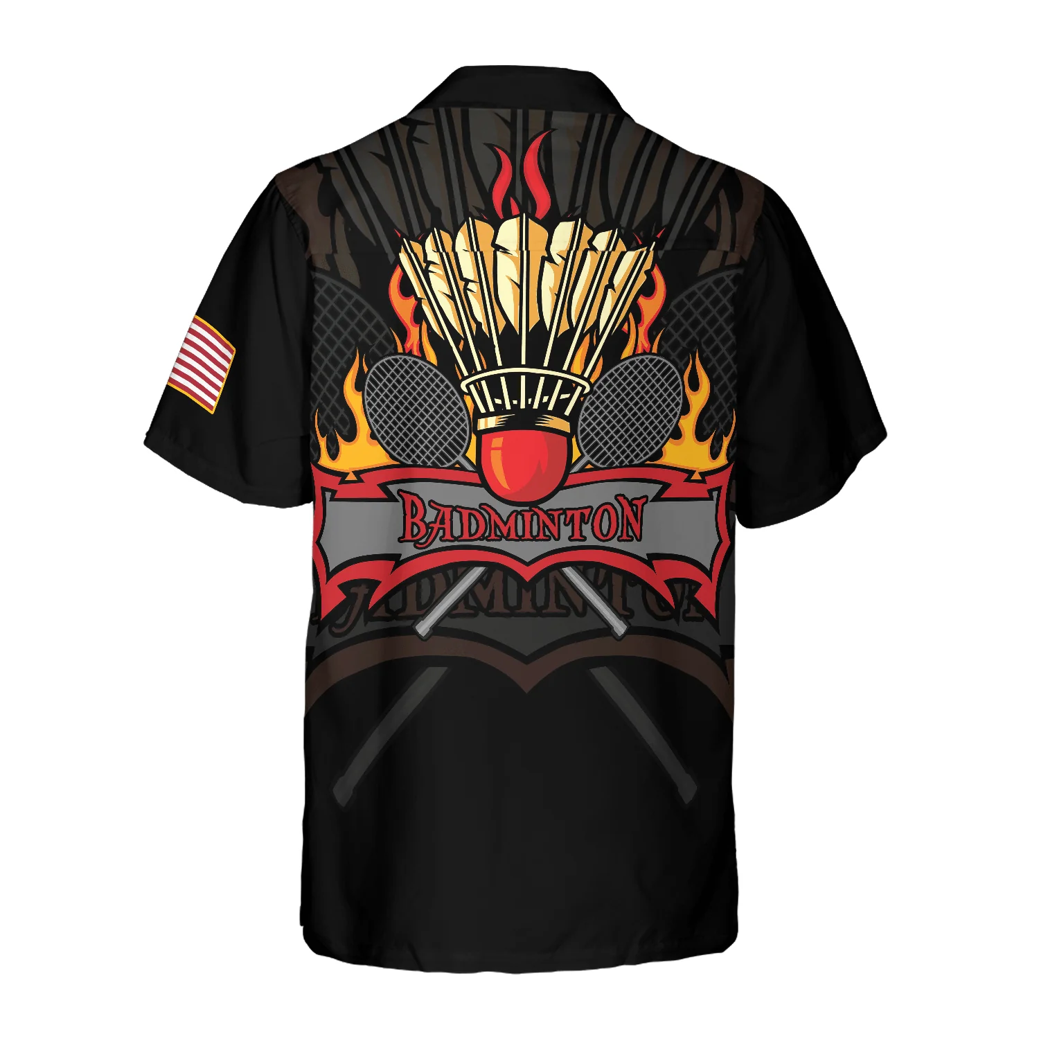 Badminton Hawaiian Shirt For Summer, Badminton Flame American Flag, Colorful Hawaiian Shirt For Men - Gift For Women, Friend, Team, Badminton Lovers - Image 2