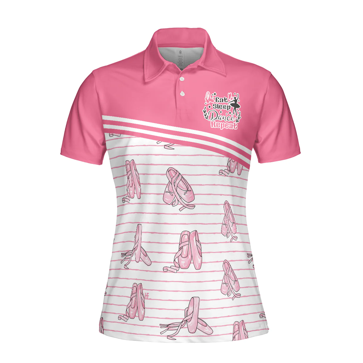 Ballerina Women Polo Shirt, Pink Ballet Polo Shirt Design For Ladies - Gift For Ballet Dancer, Ballerina - Image 4