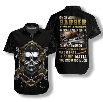 Barber Hawaiian Shirt, Barber Skull Aloha Shirt For Men - Perfect Gift For Barber, Husband, Boyfriend, Friend, Family