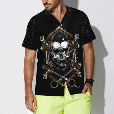 Barber Hawaiian Shirt, Barber Skull Aloha Shirt For Men - Perfect Gift For Barber, Husband, Boyfriend, Friend, Family - Image 2
