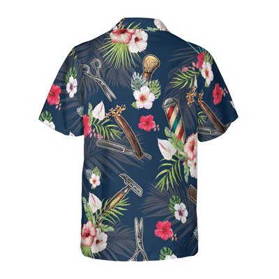 Barber Hawaiian Shirt, Barber Tools Tropical Pattern Aloha Shirt For Men - Perfect Gift For Baber, Husband, Boyfriend, Friend, Family - Image 3