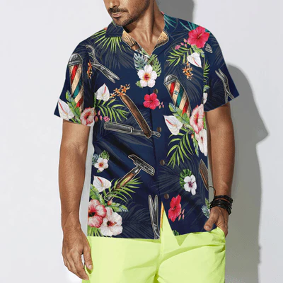 Barber Hawaiian Shirt, Barber Tools Tropical Pattern Aloha Shirt For Men - Perfect Gift For Baber, Husband, Boyfriend, Friend, Family - Image 4