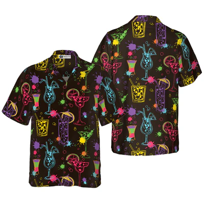 Bartender Hawaiian Shirt - Colorful Cocktails Aloha Shirt For Men - Gift For Bartender, Husband, Boyfriend, Family, Friends