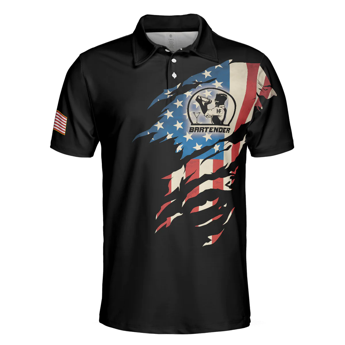 Bartender Men Polo Shirt, My Craft Allows Me To Fix Anything, Ripped American Flag Polo Shirt - Best Shirt For Men, Bartender - Image 4