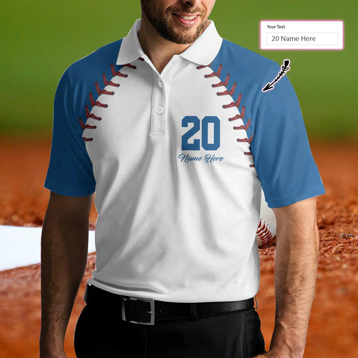 Baseball Customized Name Number Men Polo Shirts, Personalized Baseball Pattern Polo Shirt, Baseball Court Men Polo Shirt - Gift For Men, Baseball Lovers - Image 4