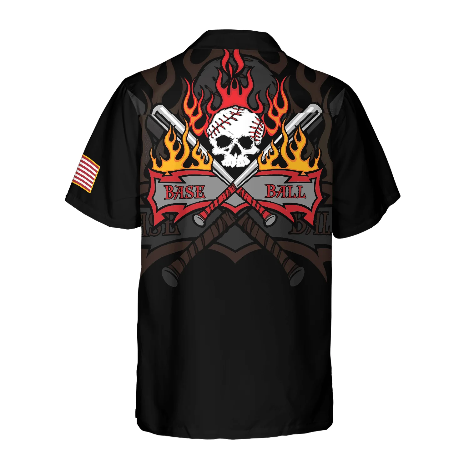 Baseball Flame American Flag Aloha Hawaiian Shirt For Summer, Colorful Hawaiian Shirt Outfit For Men Women, Friend, Team, Baseball Lovers - Image 2
