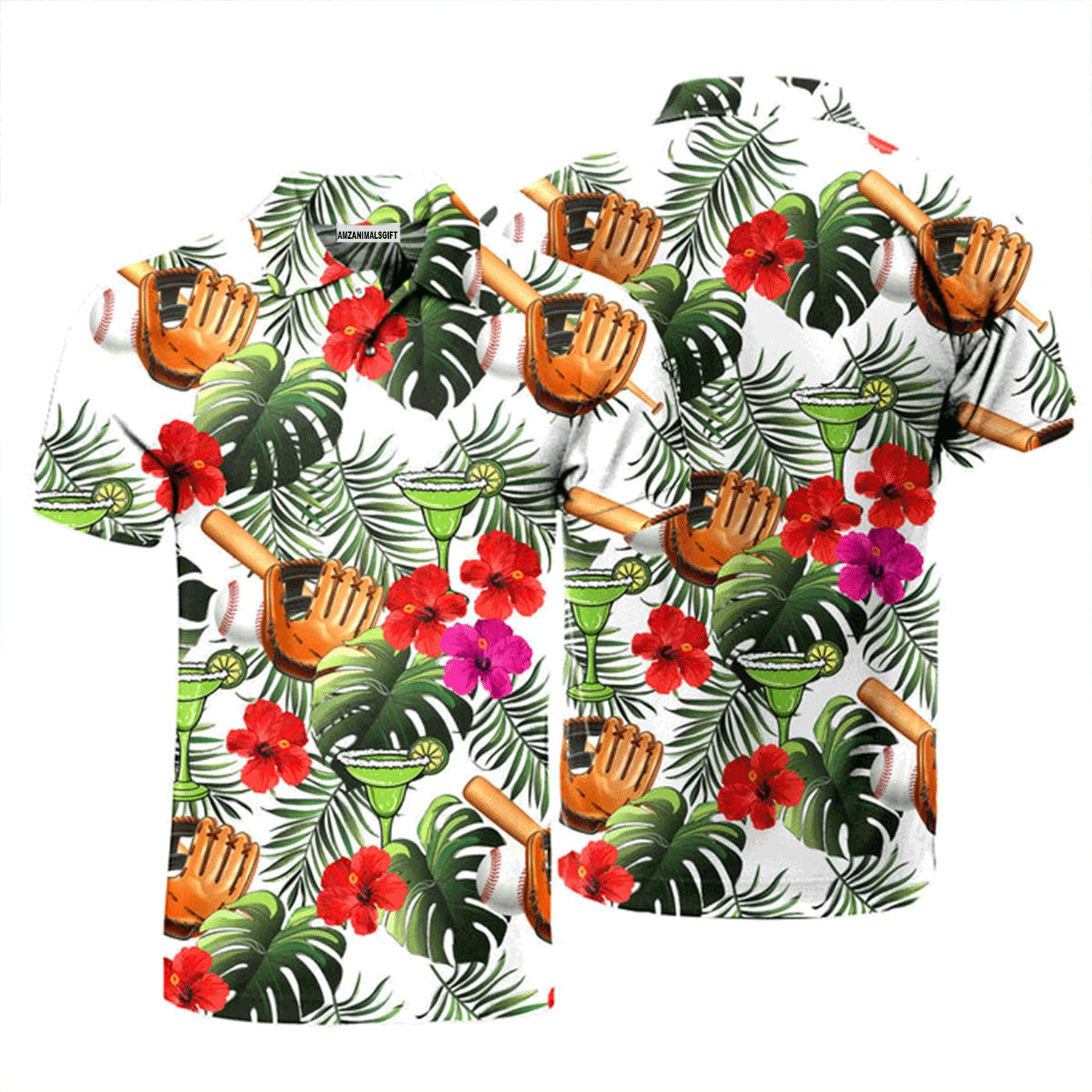 Baseball Men Polo Shirt, Baseball Tropical Leaves Summer Holiday Polo Shirt Shirt For Men, Perfect Polo Shirt For Baseball Lovers - Image 2