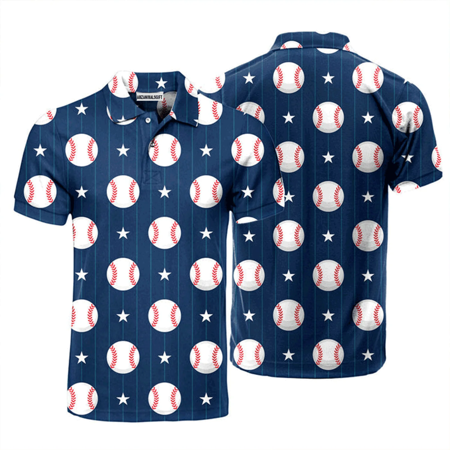 Baseball Men Polo Shirt, Baseball Sport Navy Polo Shirt For Men, Perfect Polo Shirt For Baseball Lovers - Image 2