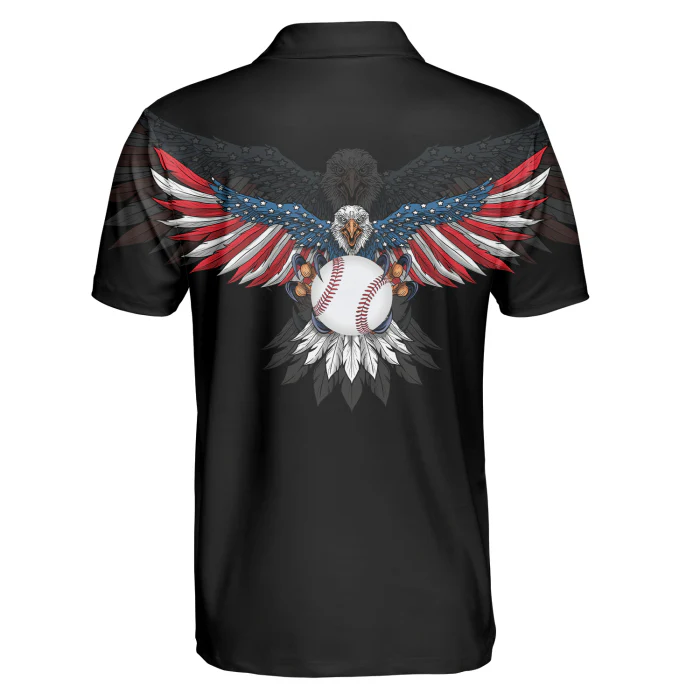 Baseball Men Polo Shirt, Fire Baseball American Eagles Polo Shirt For Men, Perfect Polo Shirt For Baseball Lovers - Image 3