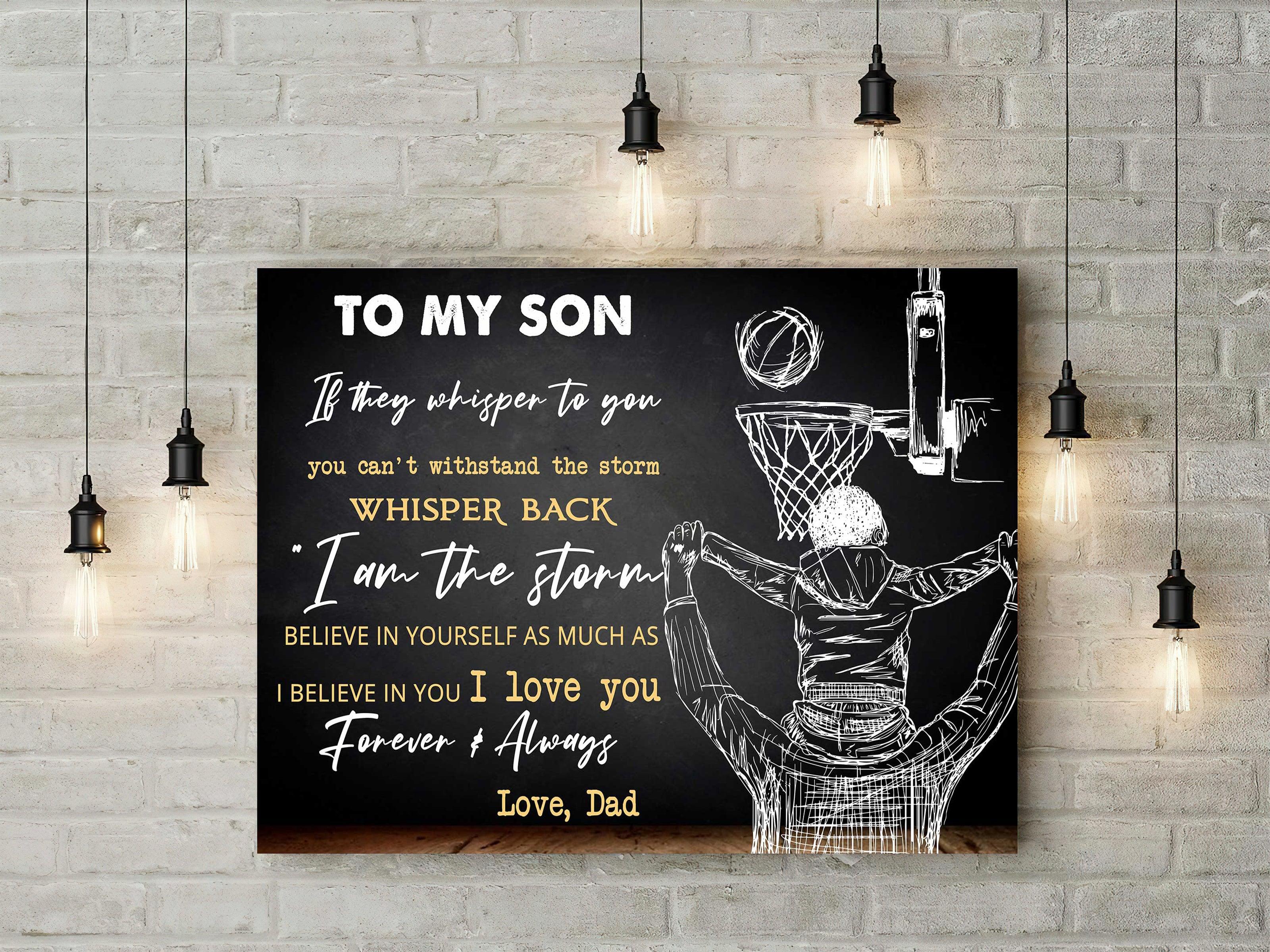 Basketball Landscape Canvas - To My Son Believe in yourself as much as i believe in you Premium Wrapped Canvas - Gift For Basketball Players, Family - Image 2
