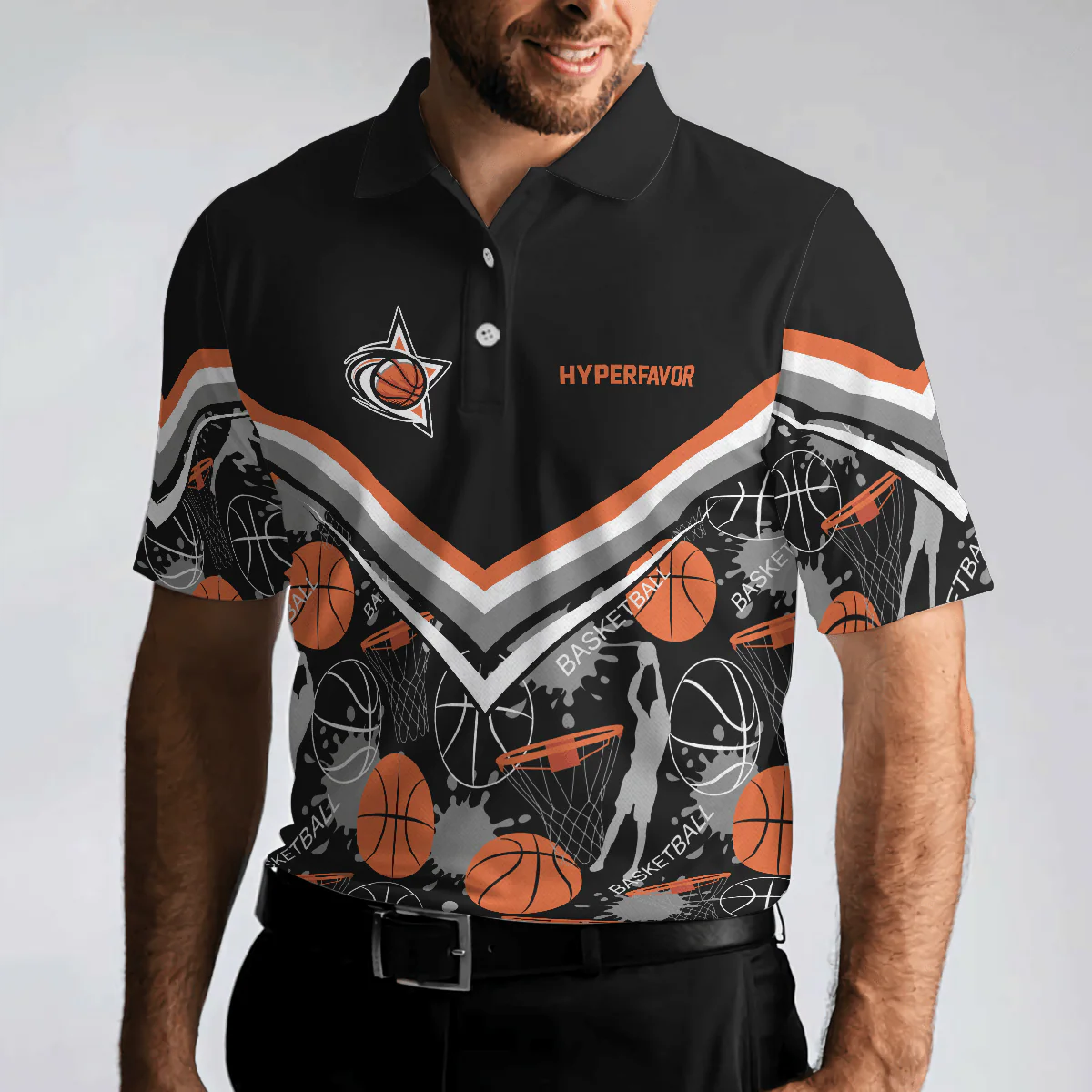 Basketball Men Polo Shirt, Basketball Pattern Polo Shirt, Black Basketball Polo Style Shirt - Gift For Basketball Lovers, Basketball Gift - Image 6