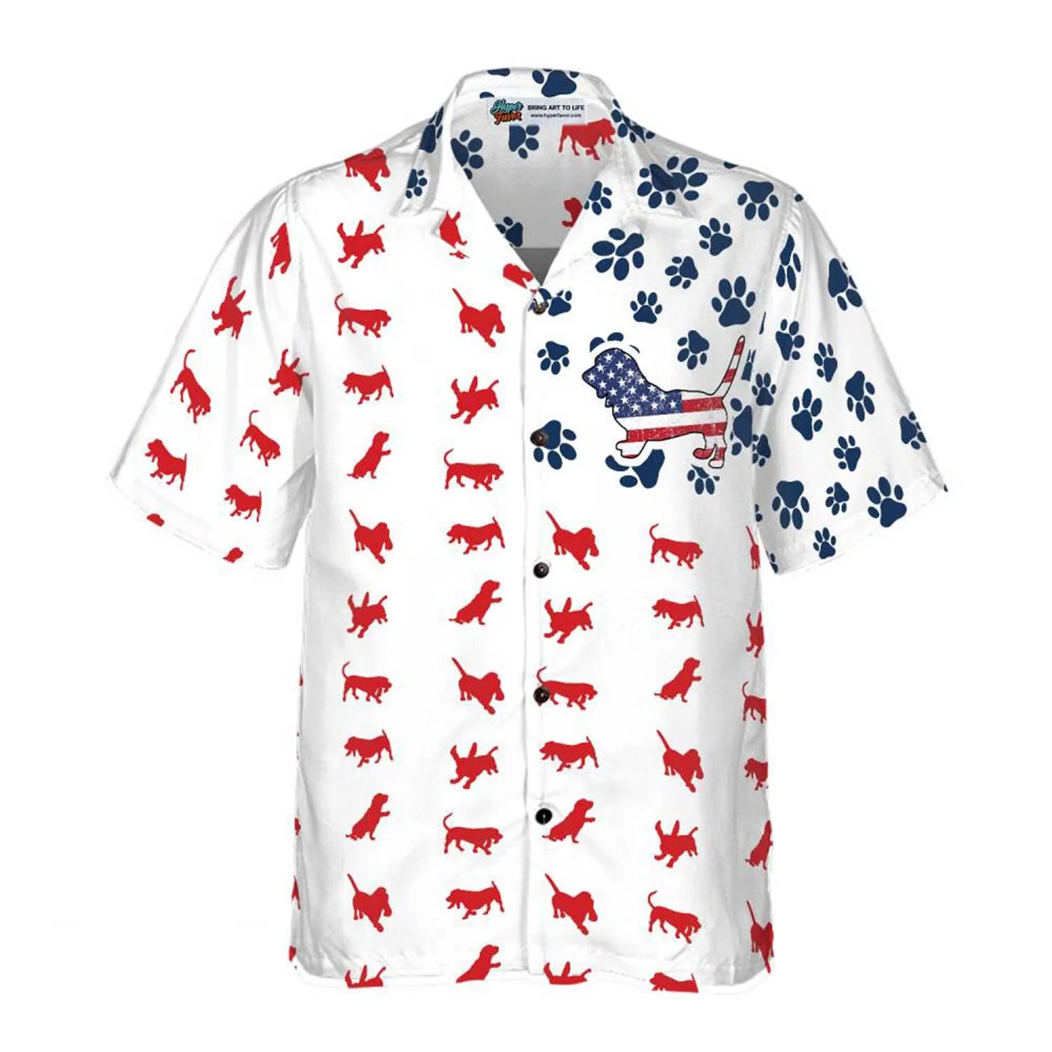Basset Hound Aloha Hawaiian Shirts For Summer, Basset American Flag Hawaiian Shirt For Men Women, 4th of July Gift For Dog Lovers, Independence Day - Image 3