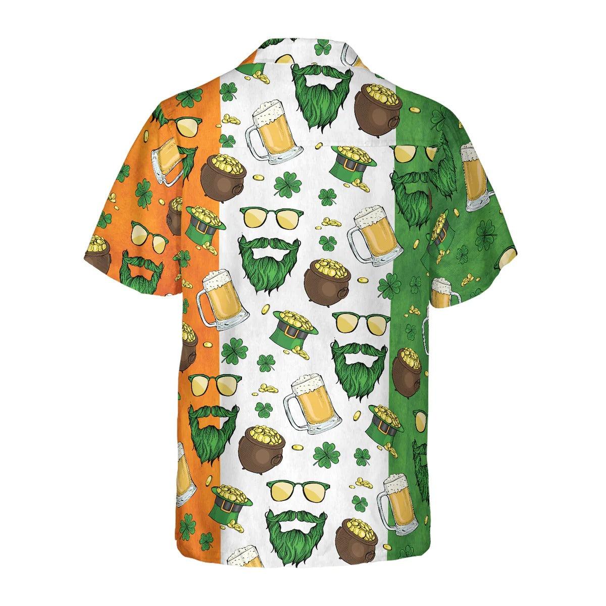 Beard Saint Patrick's Day Seamless Pattern Hawaiian Shirt, Funny Aloha Shirt - Perfect Gift For Friends, Husband, Boyfriend, Family, Summer Lovers - Image 2