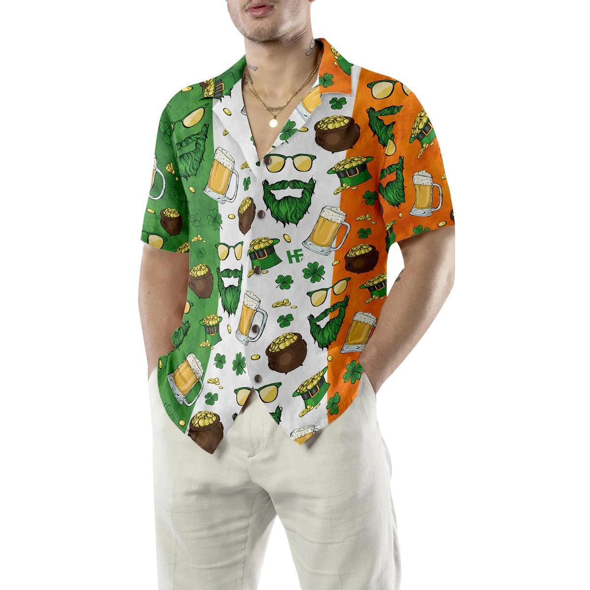 Beard Saint Patrick's Day Seamless Pattern Hawaiian Shirt, Funny Aloha Shirt - Perfect Gift For Friends, Husband, Boyfriend, Family, Summer Lovers - Image 3