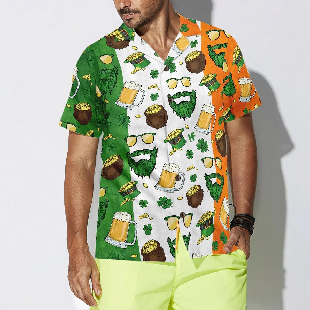 Beard Saint Patrick's Day Seamless Pattern Hawaiian Shirt, Funny Aloha Shirt - Perfect Gift For Friends, Husband, Boyfriend, Family, Summer Lovers - Image 4