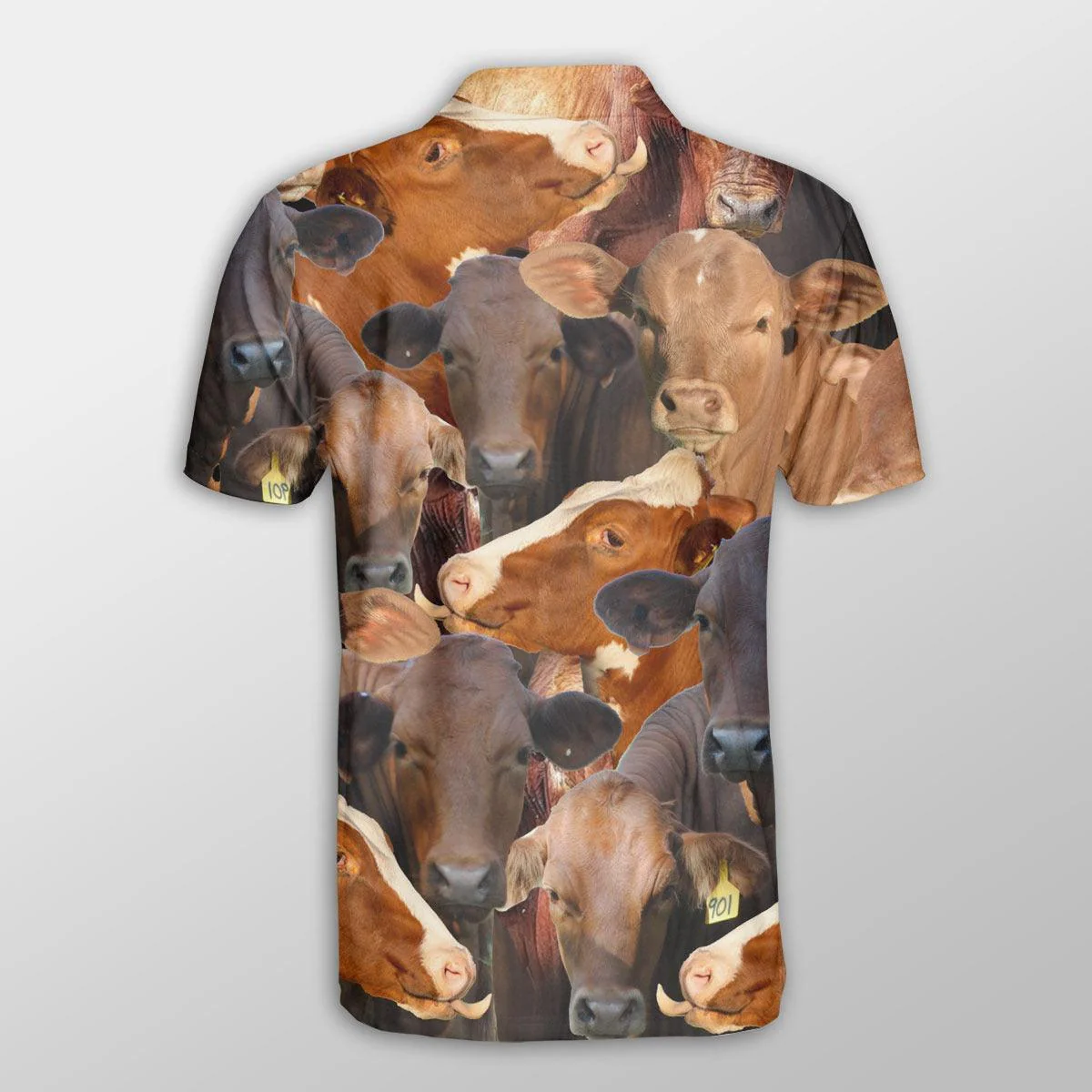 Beefmaster Men Polo Shirts For Summer - Beefmaster Herd Pattern Button Shirts For Men - Perfect Gift For Beefmaster Lovers, Cattle Lovers - Image 3