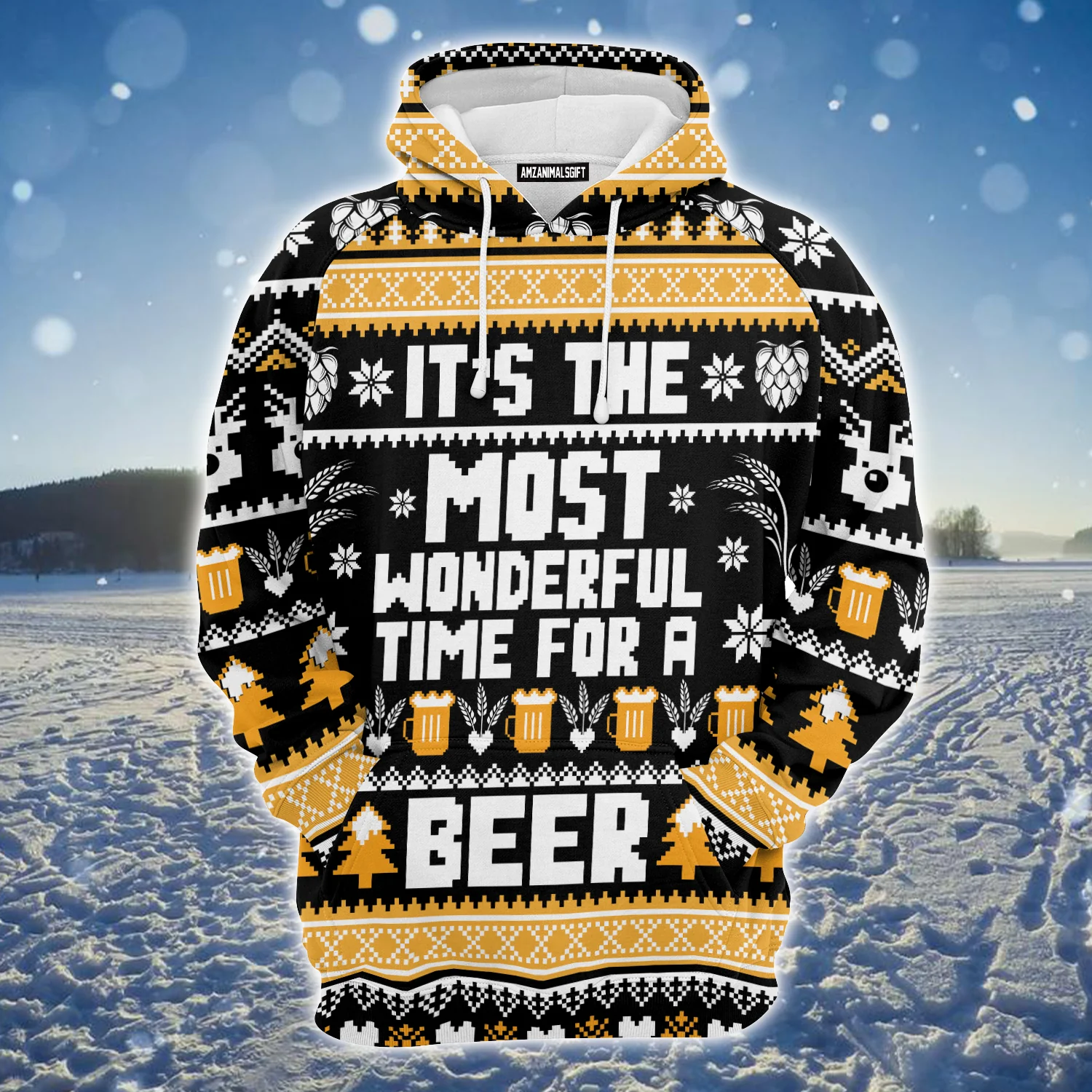 Beer Christmas Premium Hoodie, It's The Most Wonderful Time For A Beer Unisex Hoodie For Men & Women - Perfect Gift For Christmas, Friends, Family