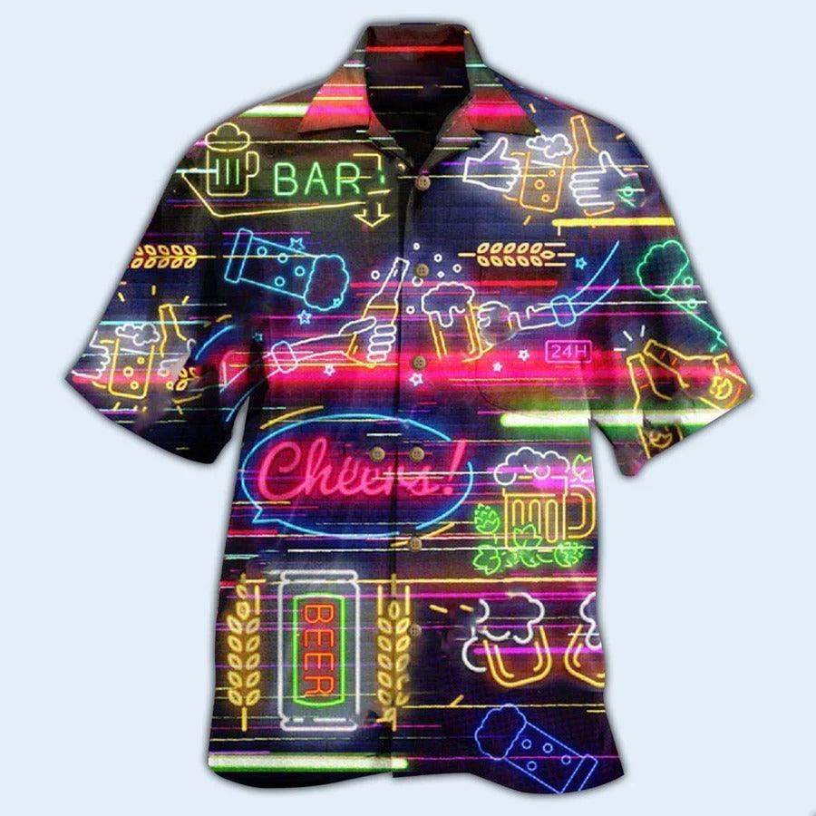 Beer Hawaiian Shirt, Beer Cheers, Drinking Beer Neon Bar Aloha Shirt For Men And Women - Perfect Gift For Beer Lovers, Summer - Image 2