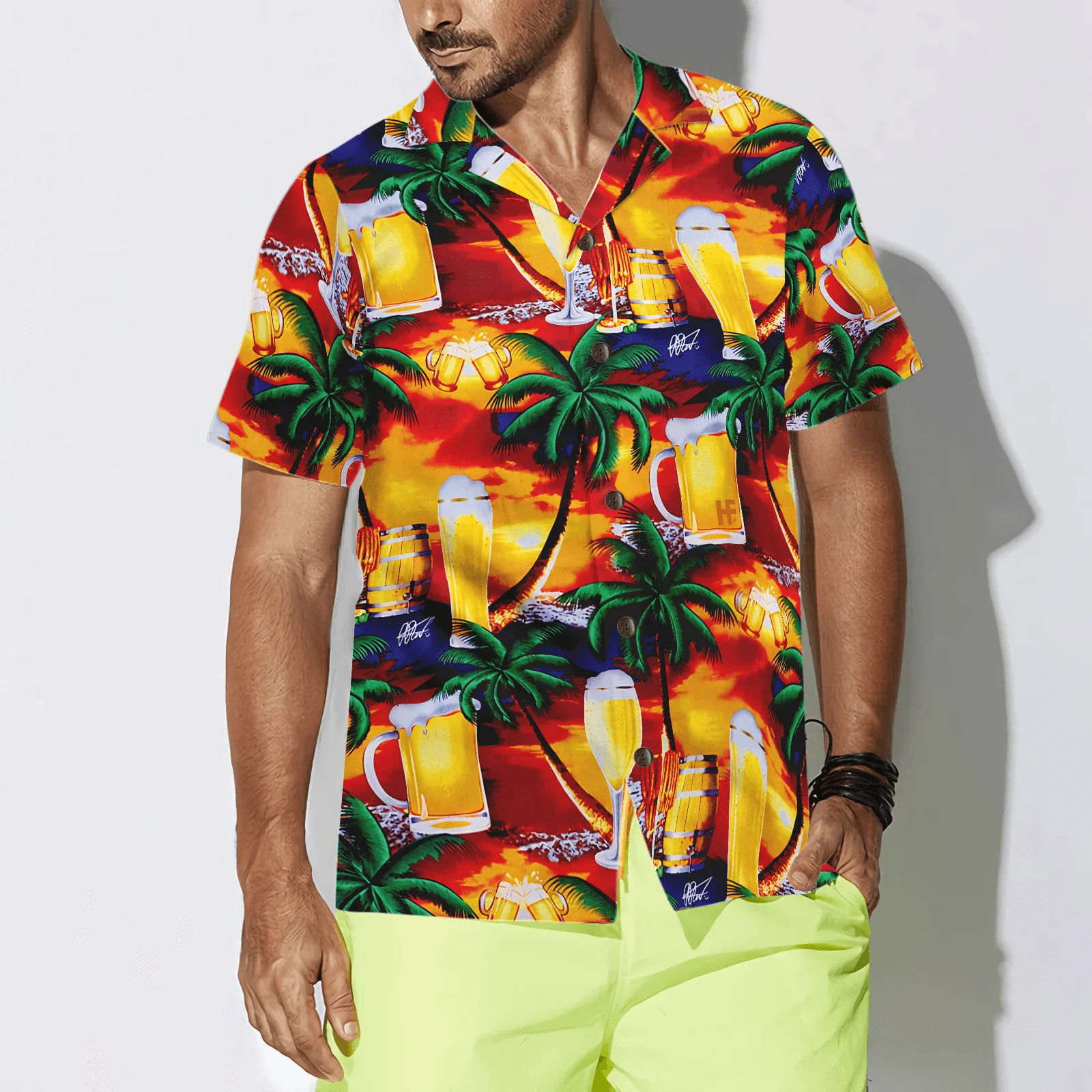 Beer Hawaiian Shirt, Beer in Paradise Tropical Palm Tree Pattern, Colorful Summer Aloha Shirt For Men Women, Perfect Gift For Friend, Beer Lovers - Image 3