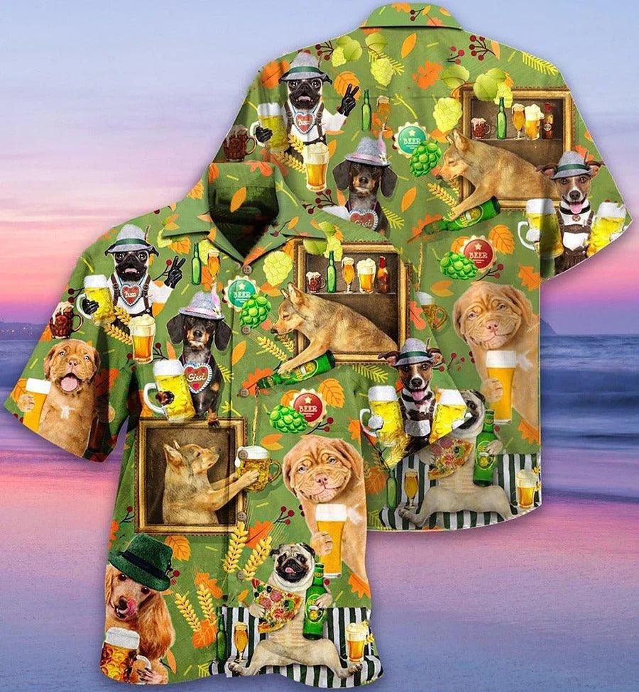 Beer Hawaiian Shirt, Tropical Bar, Dogs Drink Beer Aloha Shirt For Men And Women - Perfect Gift For Beer Lovers, Dog Lovers
