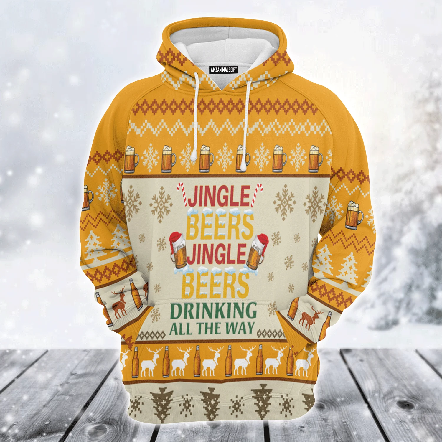 Beer Premium Christmas Hoodie, Jingle Beers Drinking All The Way Christmas Unisex Hoodie For Men & Women - Perfect Gift For Christmas, Beer Lovers