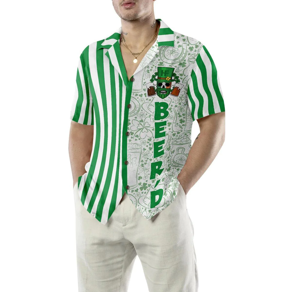 Beer'd Happy Saint Patrick's Day Hawaiian Shirt, Funny Aloha Shirt - Perfect Gift For Beach Lovers, Friends, Husband, Boyfriend, Family, Summer Lovers - Image 4