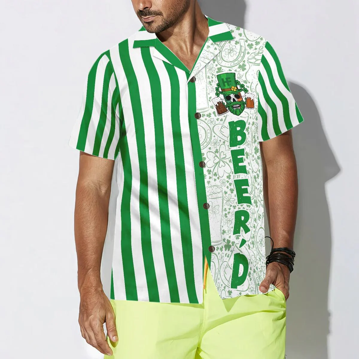 Beer'd Happy Saint Patrick's Day Hawaiian Shirt, Funny Aloha Shirt - Perfect Gift For Beach Lovers, Friends, Husband, Boyfriend, Family, Summer Lovers - Image 5