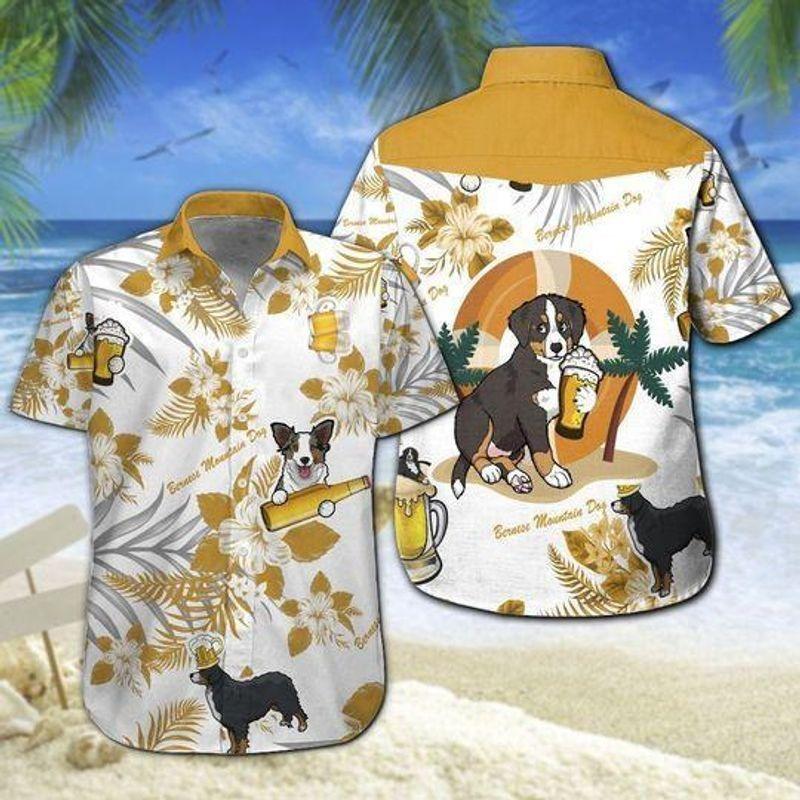 Bernese Mountain Dog Aloha Hawaiian Shirt - Bernese Mountain & Beer Hawaiian Shirt, Tropical Leaves Hawaiian Shirt For Men & Women, Dog Lover