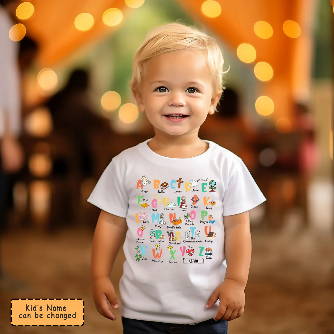 Biblical Alphabet Kid T-Shirt Customized Name Christmas New Year Gifts For Son Grandson - Image 4