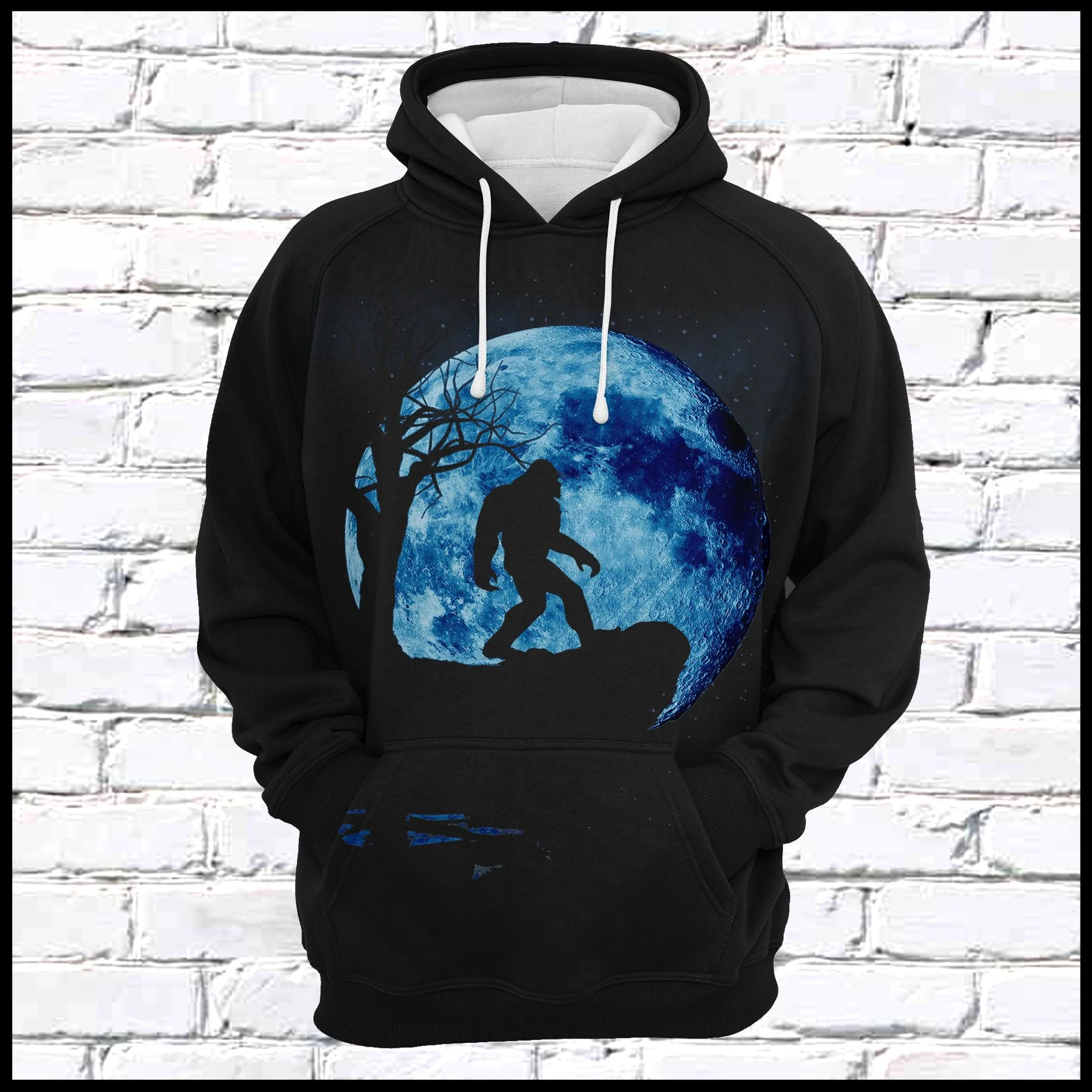 Bigfoot Full Blue Moon Pullover Premium Hoodie, Perfect Outfit For Men And Women On Christmas New Year Autumn Winter - Image 2